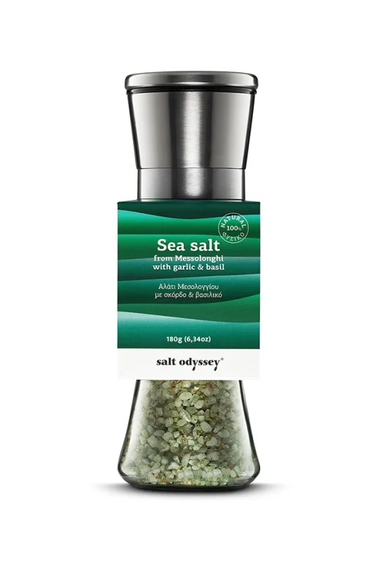 Mlýnek s mořskou solí "česnek a bazalka" - Salt Odyssey (180g)